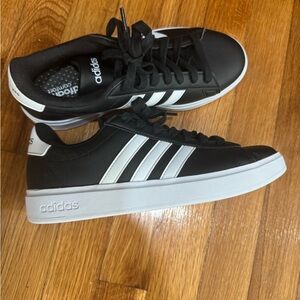 Adidas Men's Black Sneakers with White Stripes